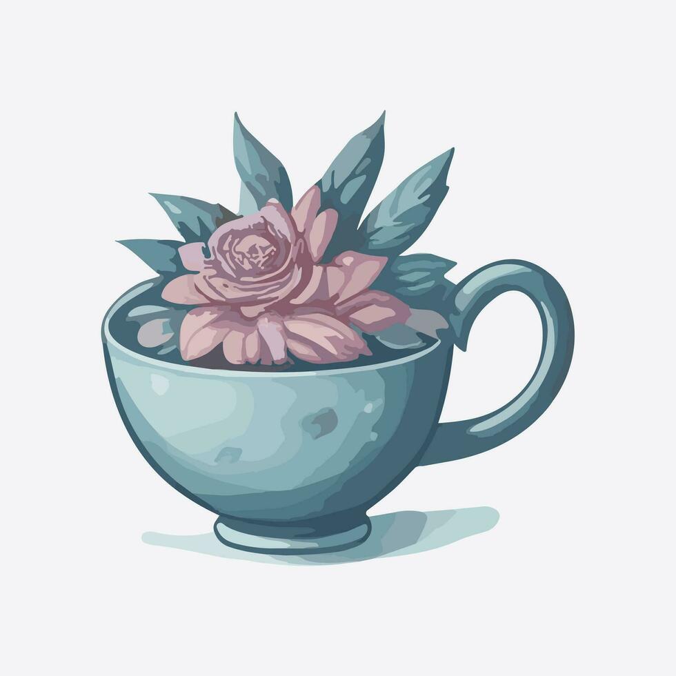 Delicate porcelain teacup vector illustration