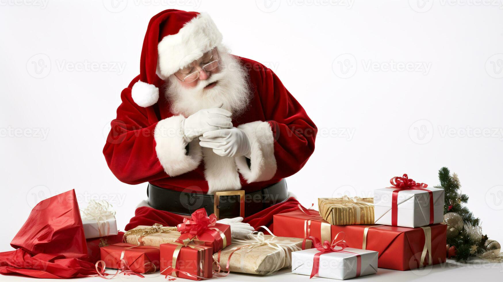 ai generative santa packing and delivering the present photo