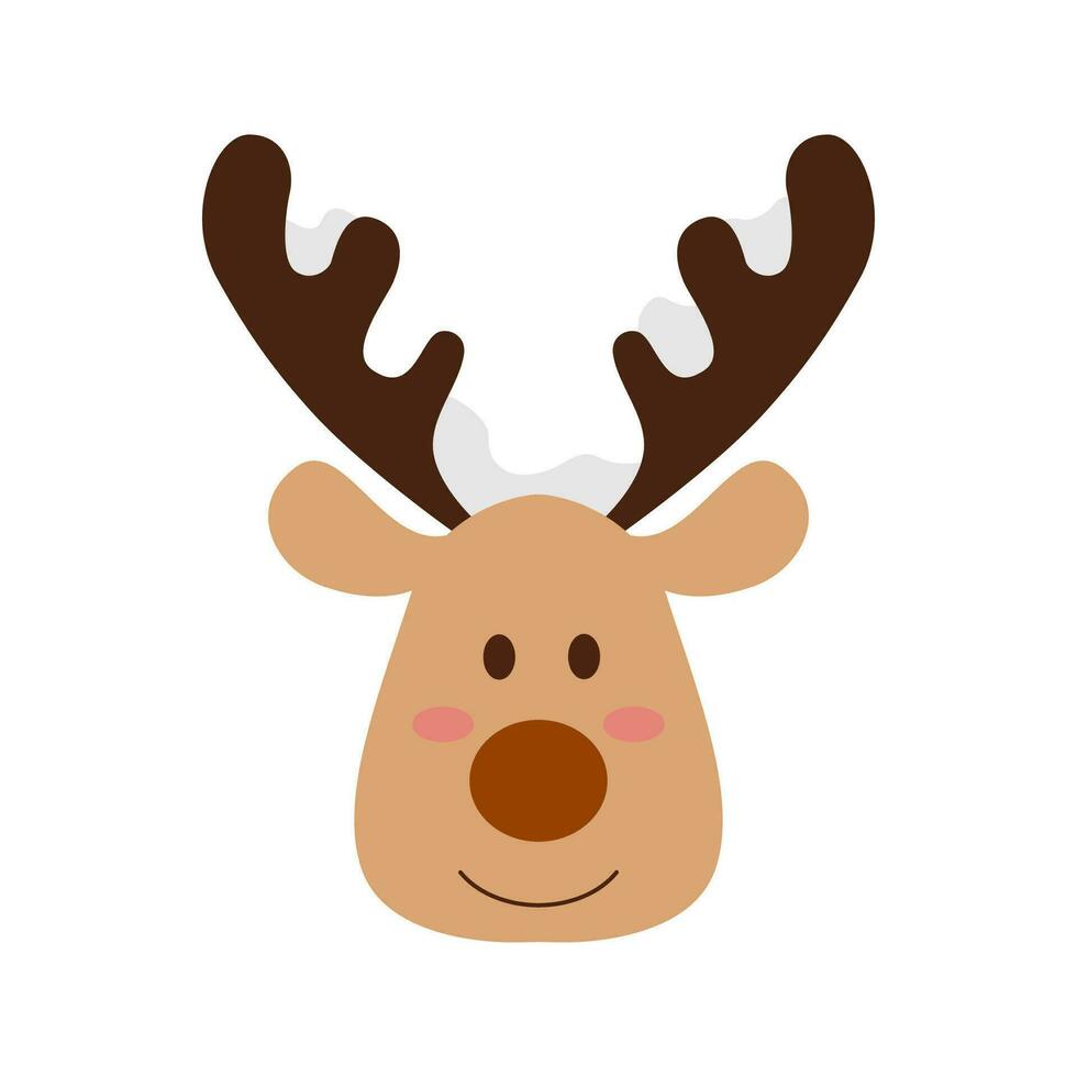 conjunto de linda reno cabezas aislado en un blanco antecedentes. gracioso sencillo plano vector ilustración Navidad reno en sombrero y guirnalda con ligero bombillas