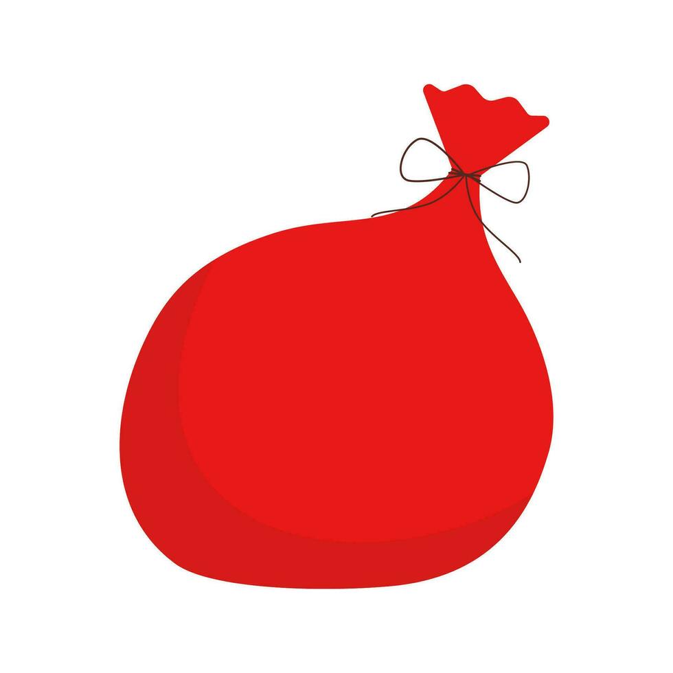 Red bag Santa Claus. Large sack holiday for gifts. Big bagful for New Year and Christmas vector. vector