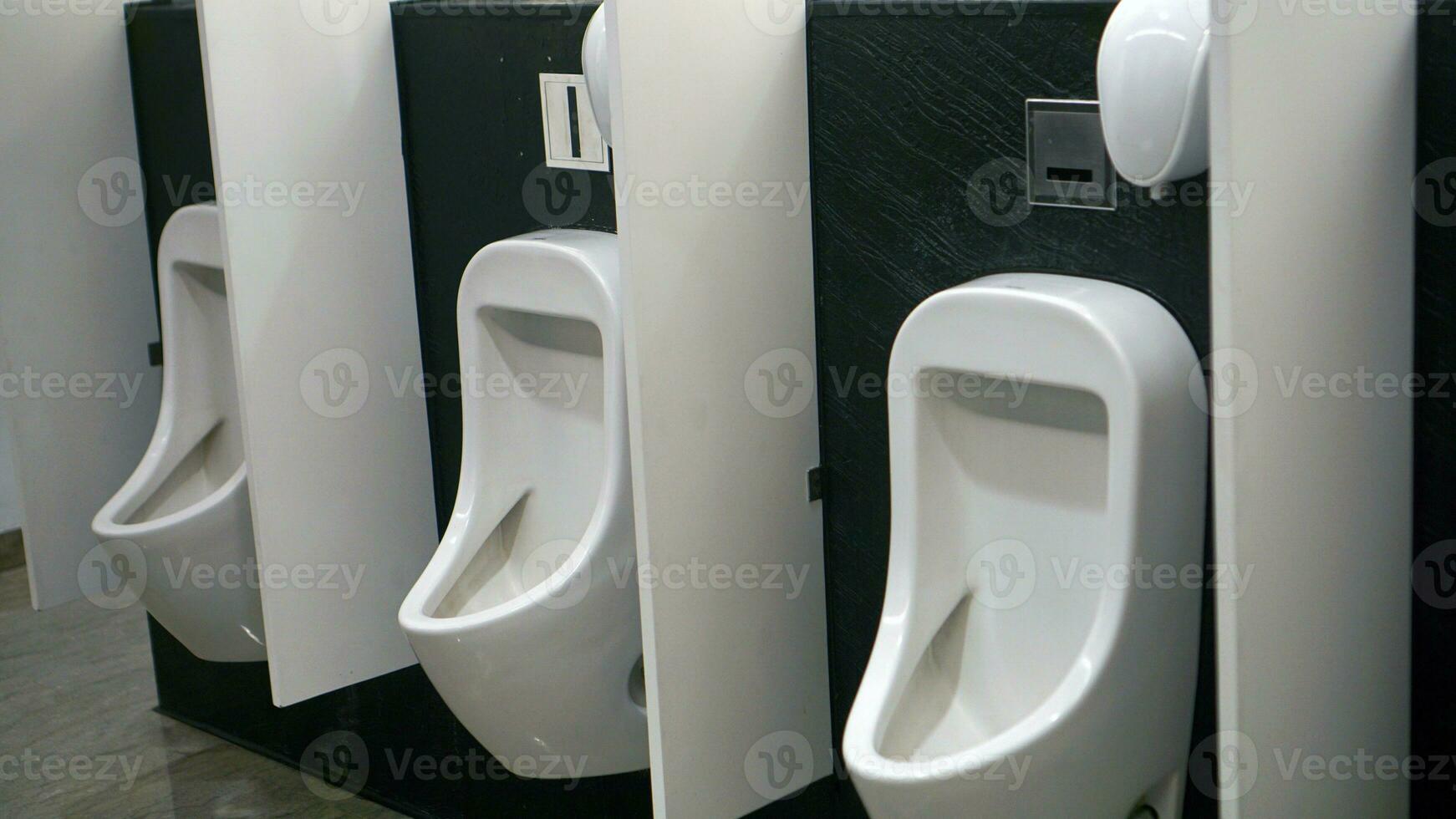The interior of the toilet consists of a white ceramic urinal and soap dish in the Hotel with a ceramic floor. Clean men toilet photo