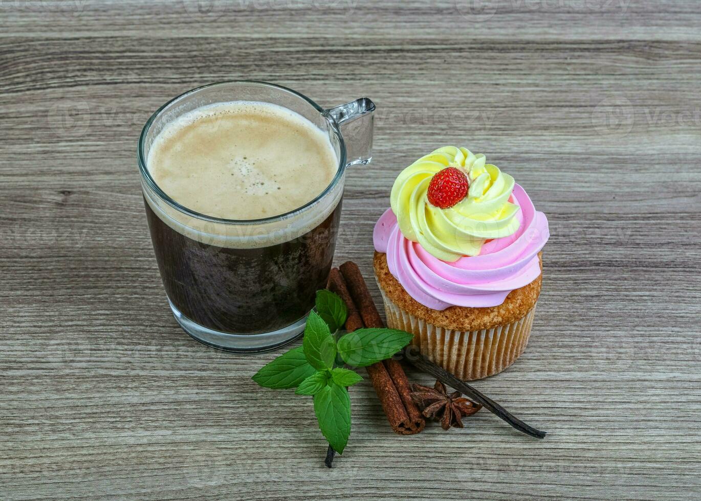 Cupcake with coffee photo