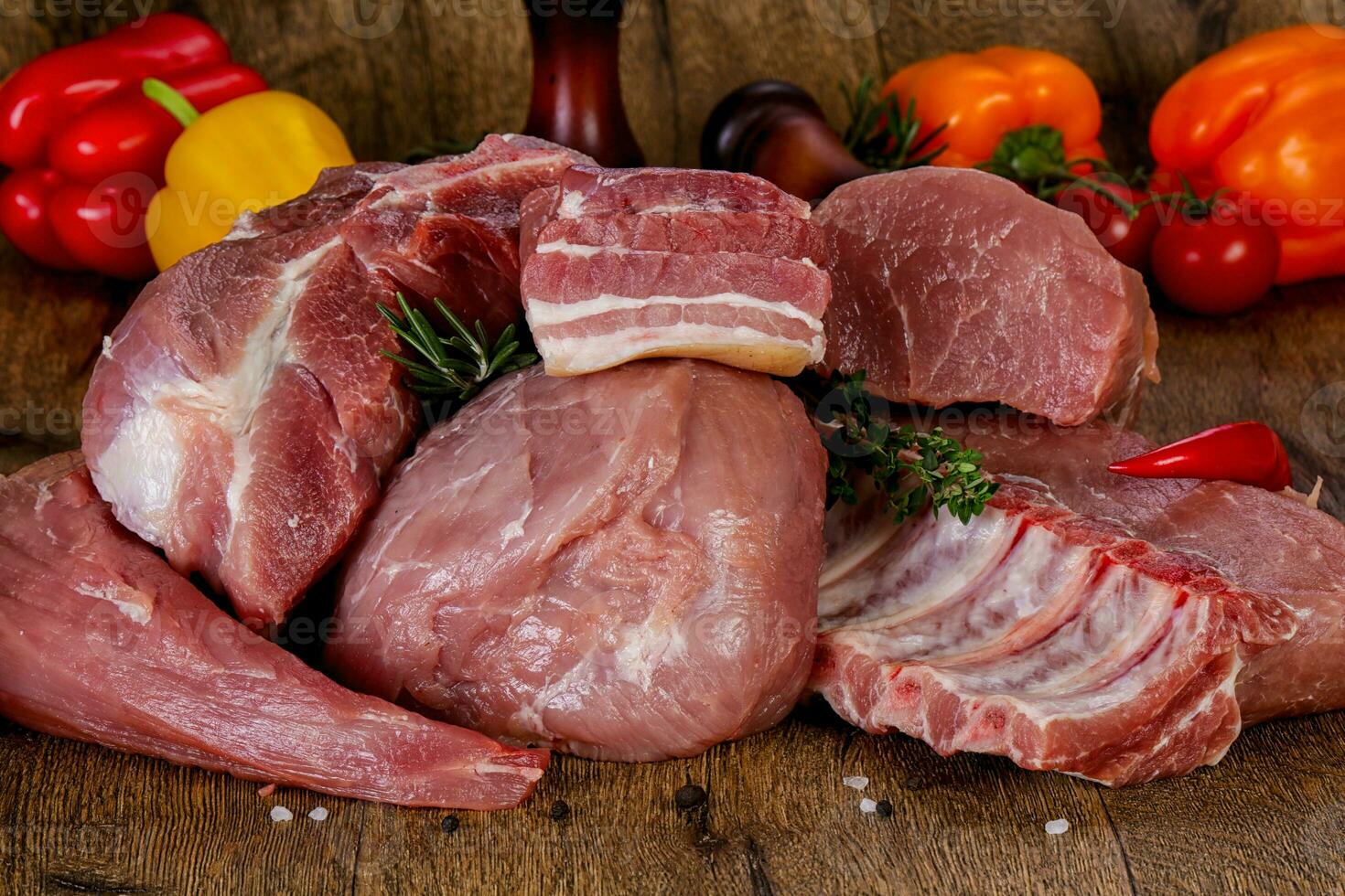 Raw pork meat photo