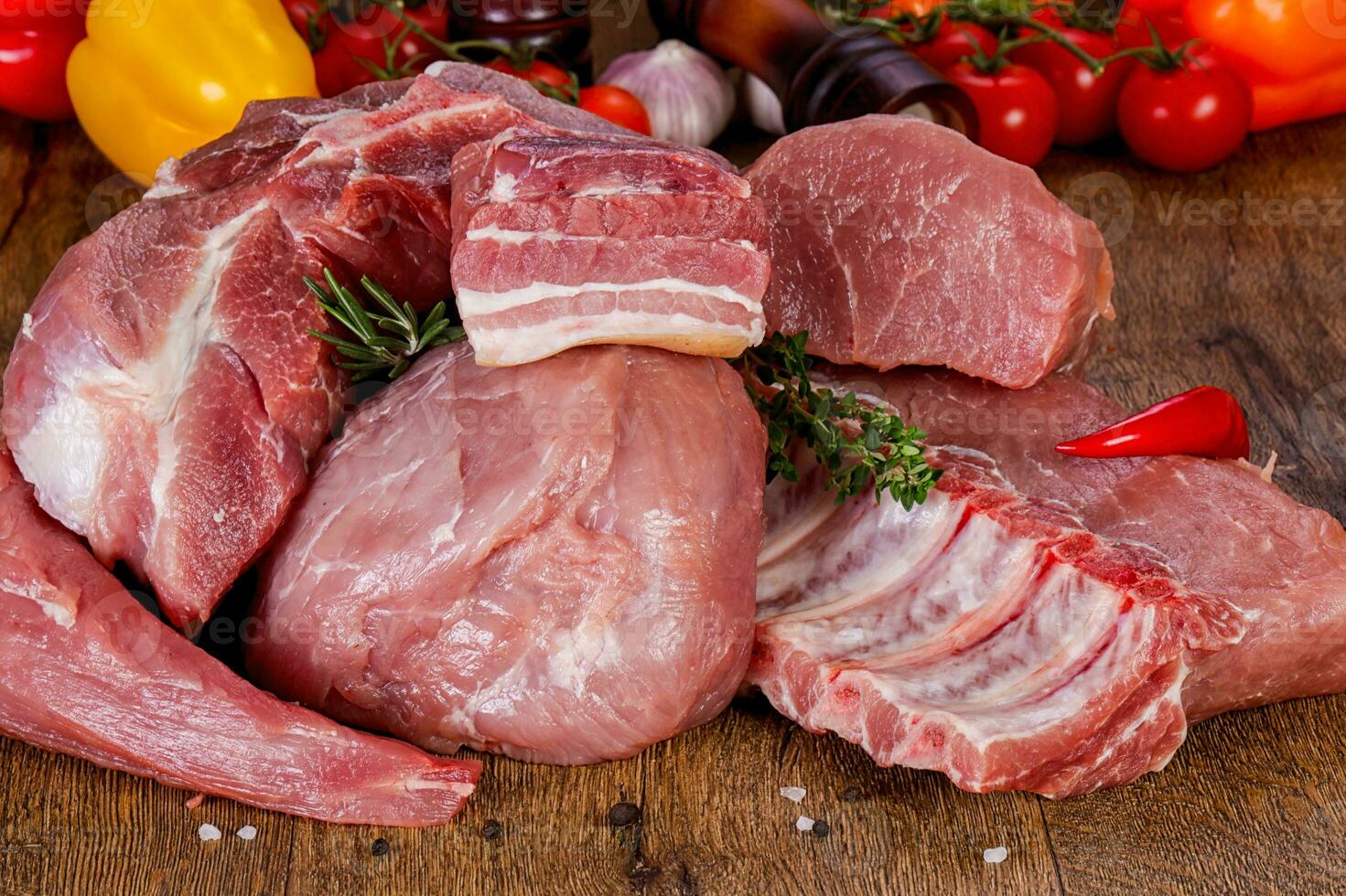 Raw pork meat photo