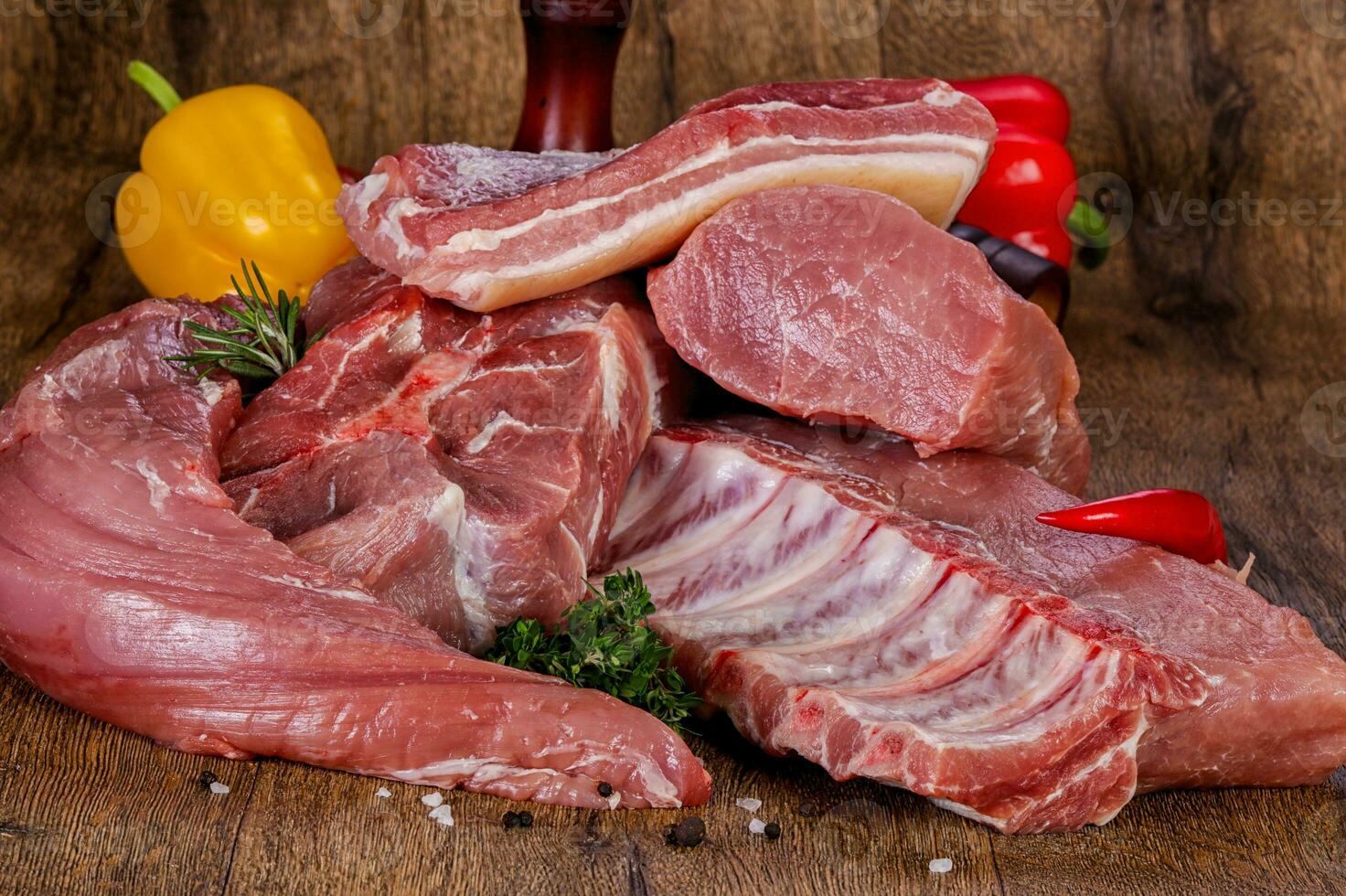 Raw pork meat photo
