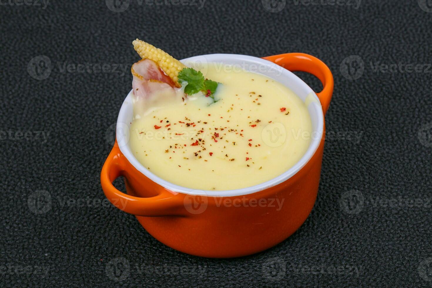 Cheese soup with bacon photo