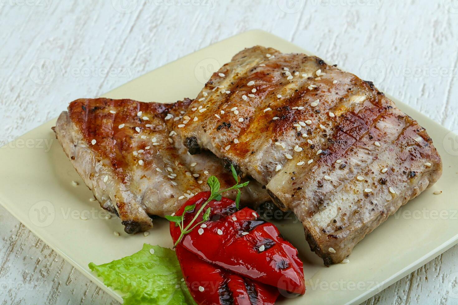 Grilled pork ribs photo