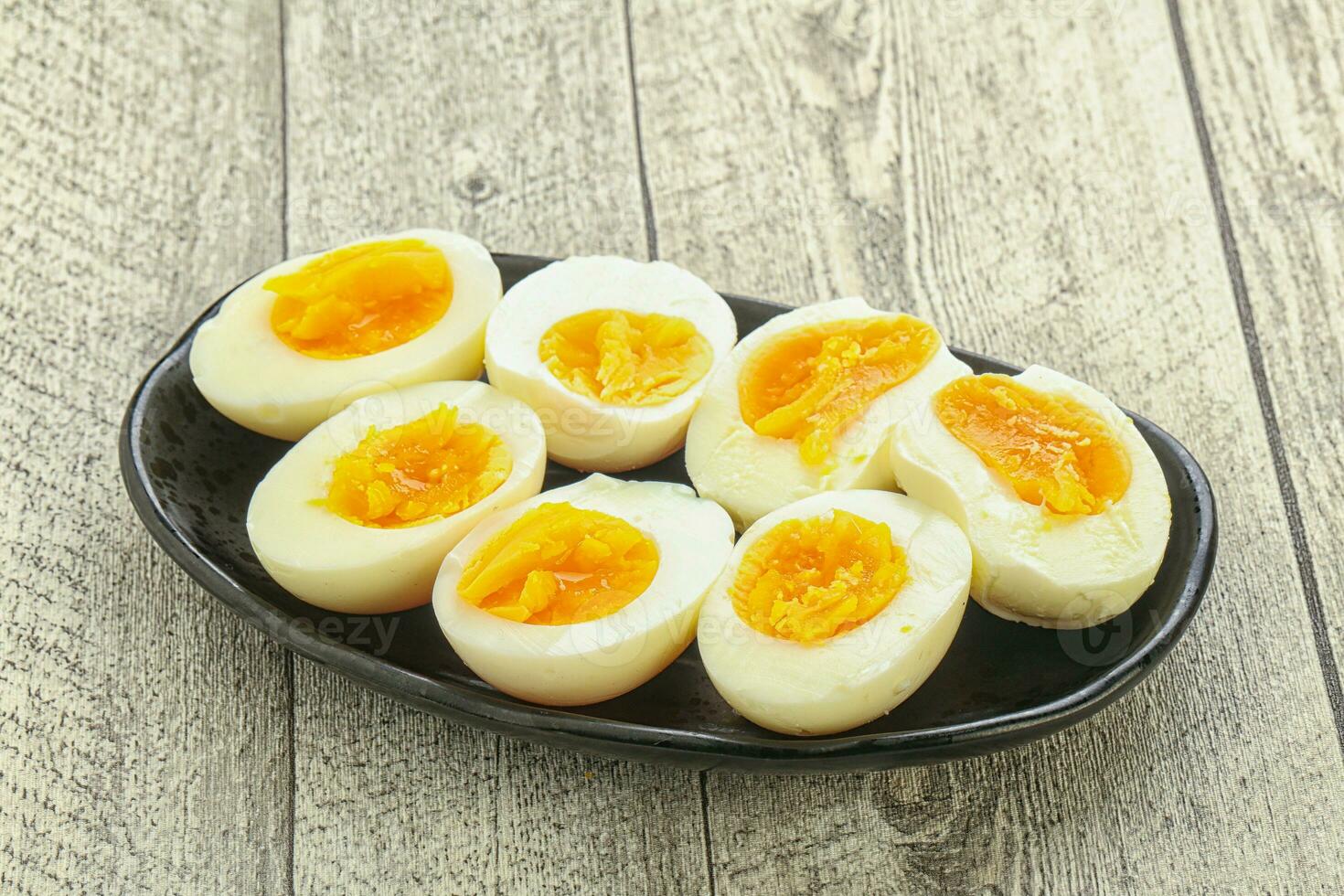 Boiled chicken egg for breakfast photo