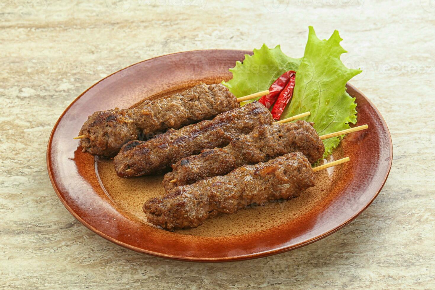 Beef kebab skewer minced meat photo