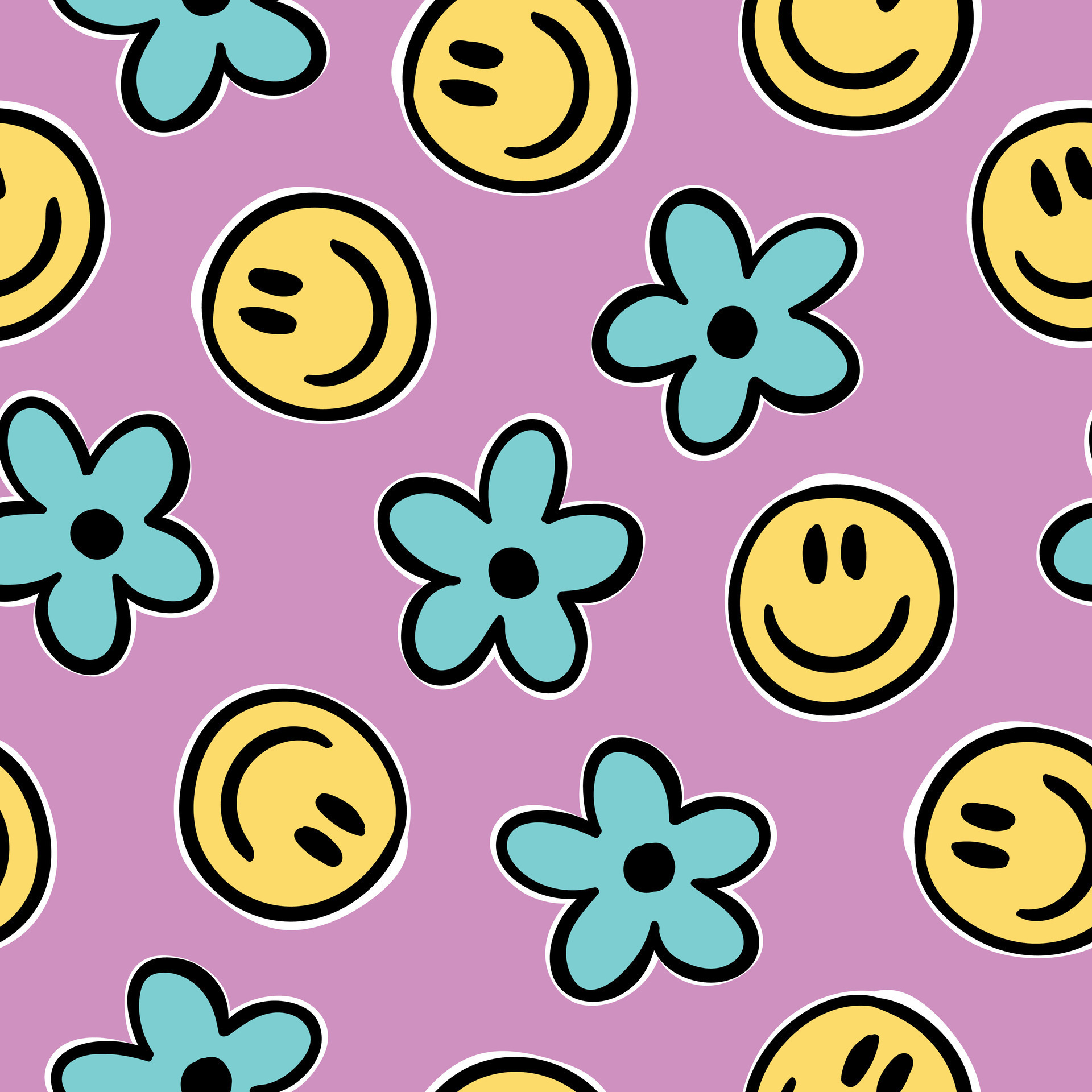 Smiley face pattern Smiley background Retro Seamless Pattern Smiley