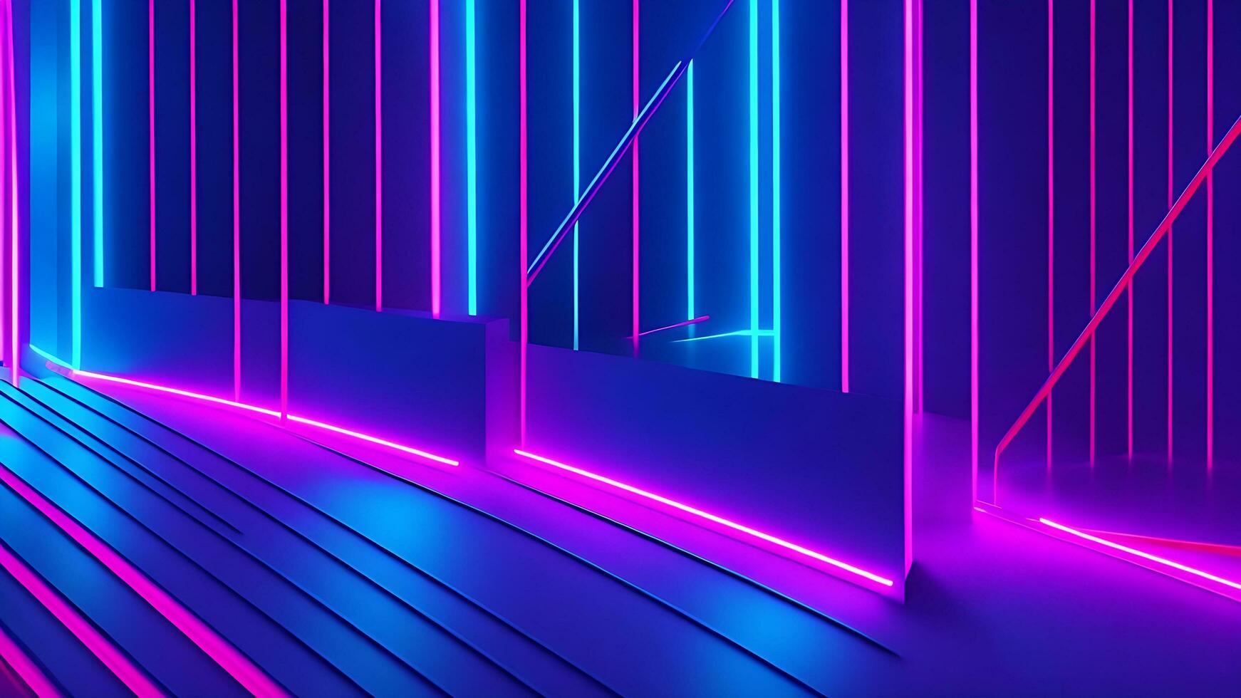 3d render abstract minimal neon background pink and blue. photo