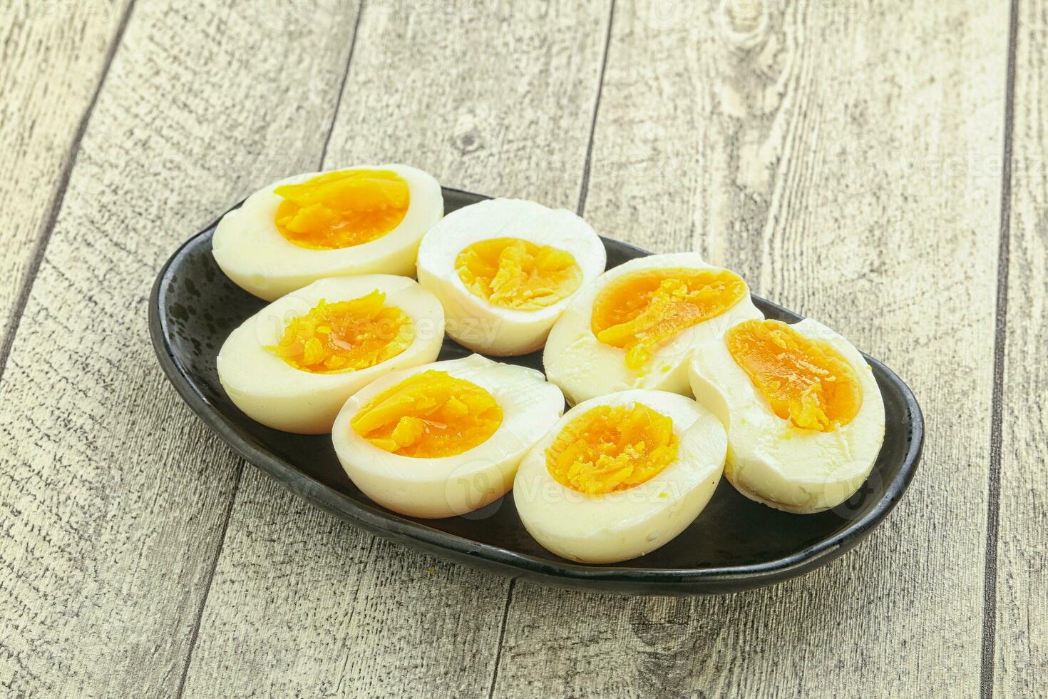 Boiled chicken egg for breakfast photo