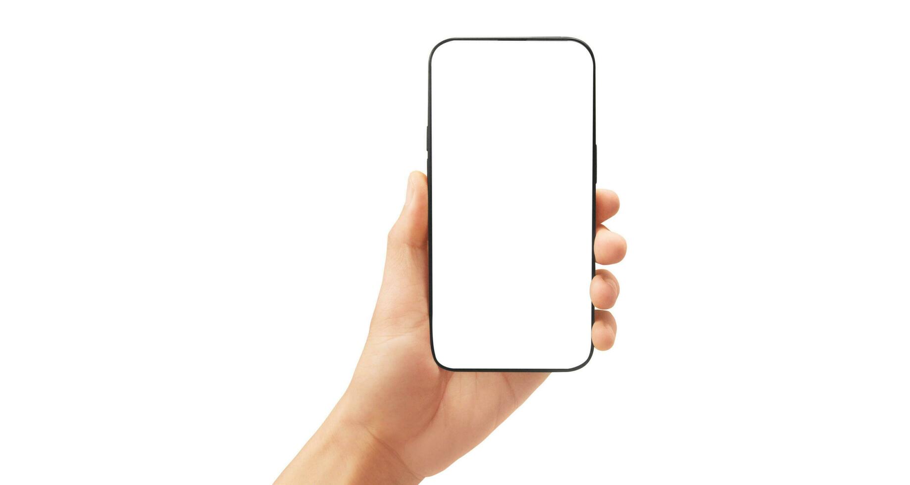 Hand holding smartphone device and touching screen photo