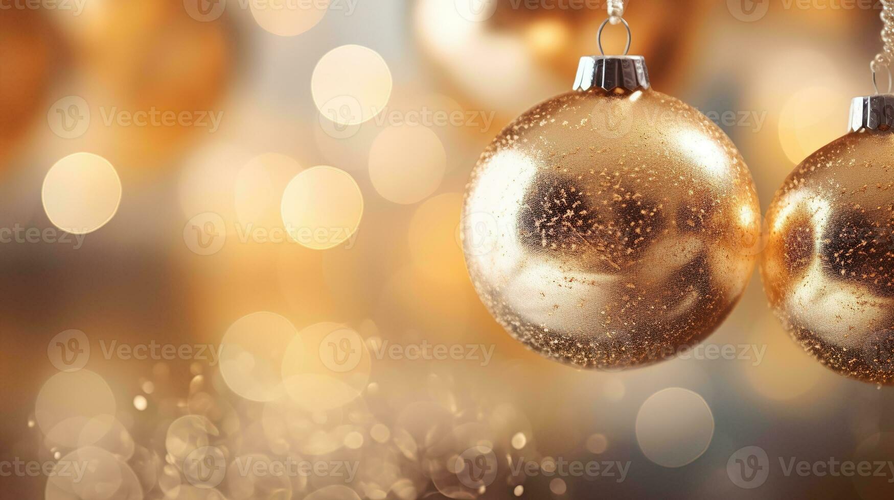 Generative AI, Christmas and new year balls on blurred background, holidays concept, festive winter season background photo