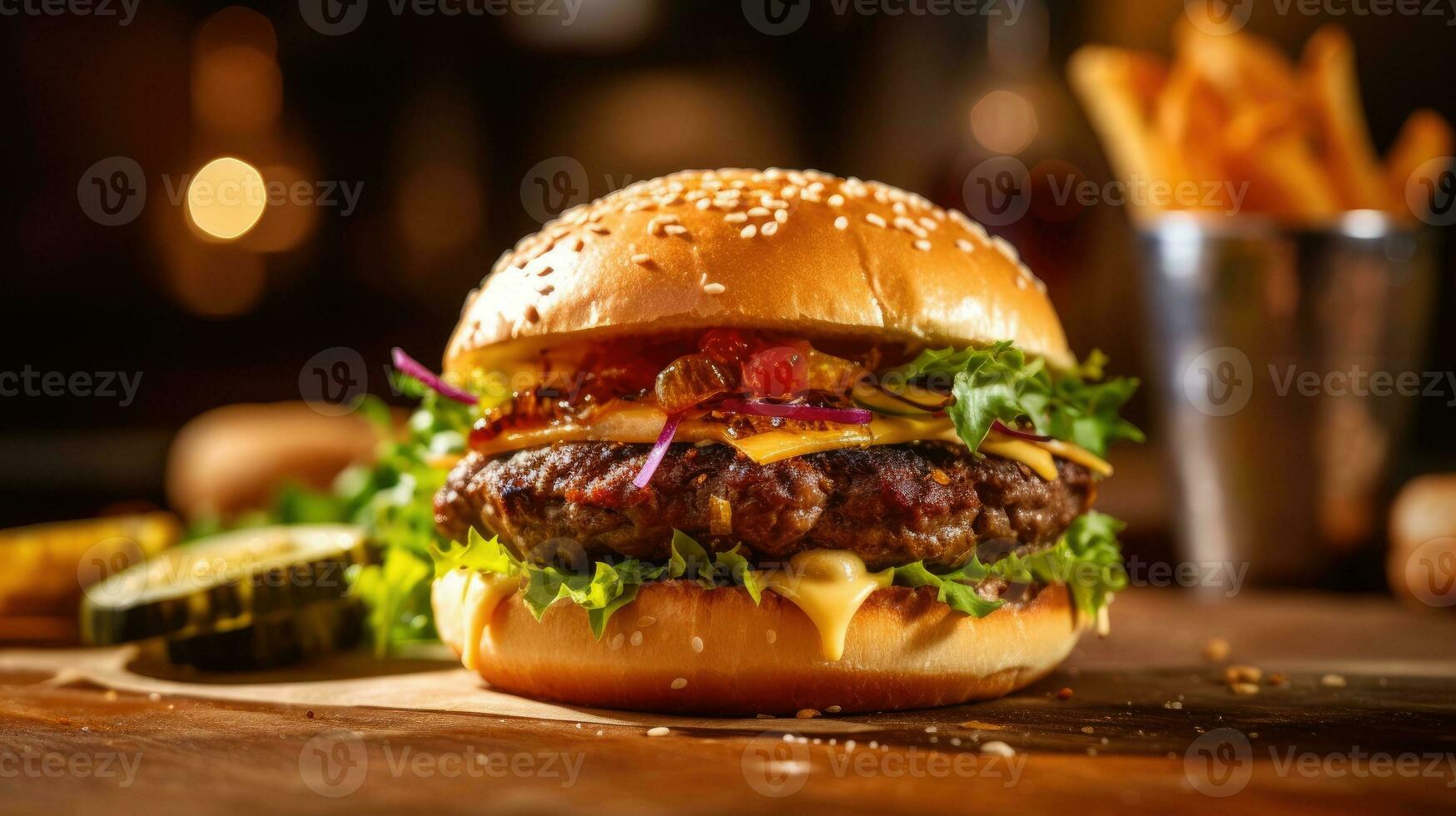 Testy Home Made Burgers. AI Generative photo
