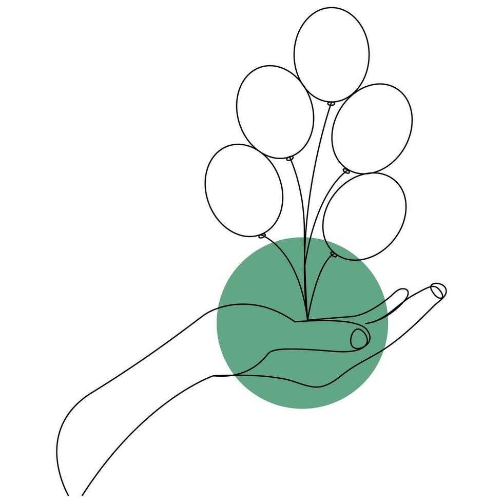 Balloon decoration Continuous single line outline vector art  drawing and illustration
