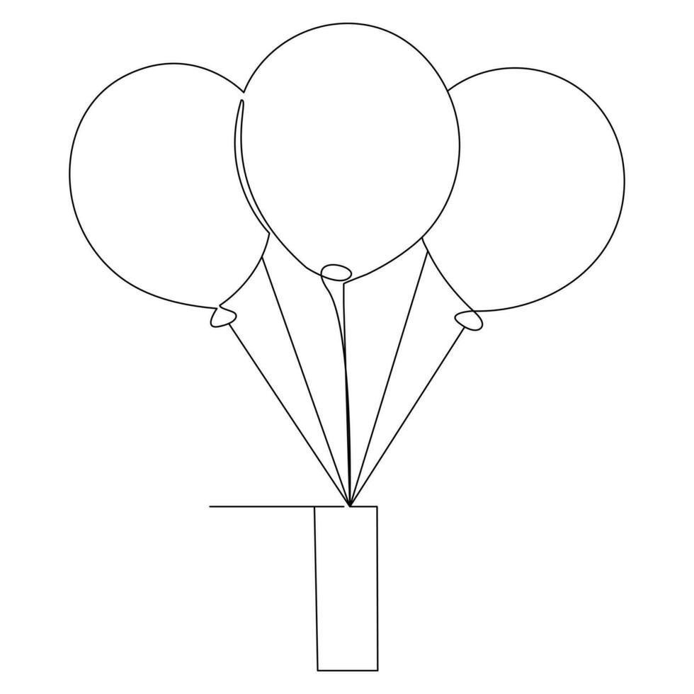 Balloon decoration Continuous single line outline vector art  drawing and illustration