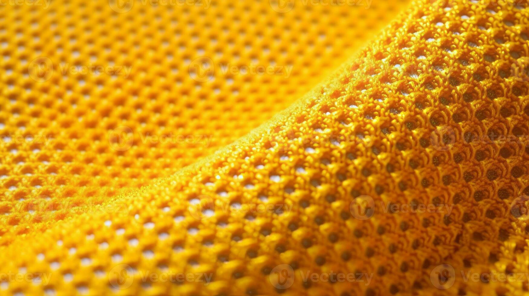 Yellow soccer fabric texture with air mesh. Athletic wear backdrop photo