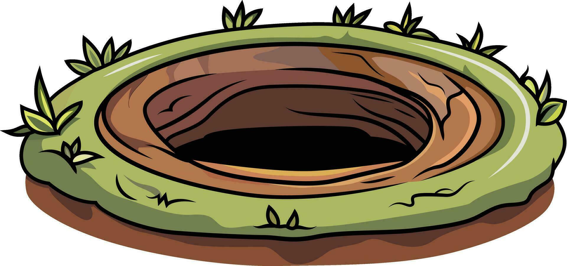 Rabbit hole cartoon style vector illustration, Warren opening, rabbit burrow, ground hole stock vector image, animal burrow