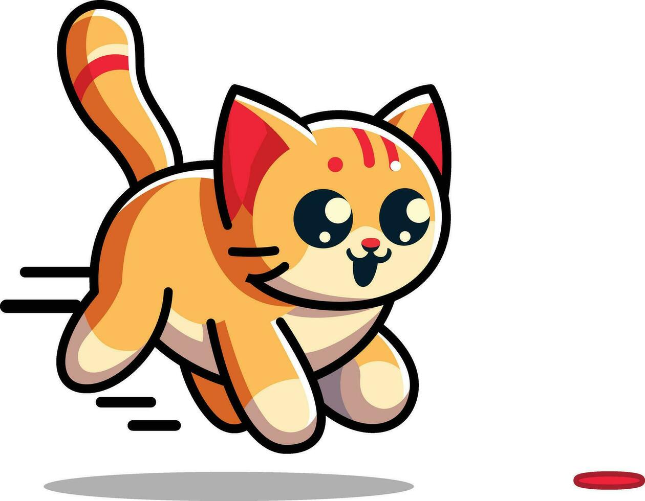 Cat chasing a laser dot cartoon style vector illustration, cat chasing an object stock vector image