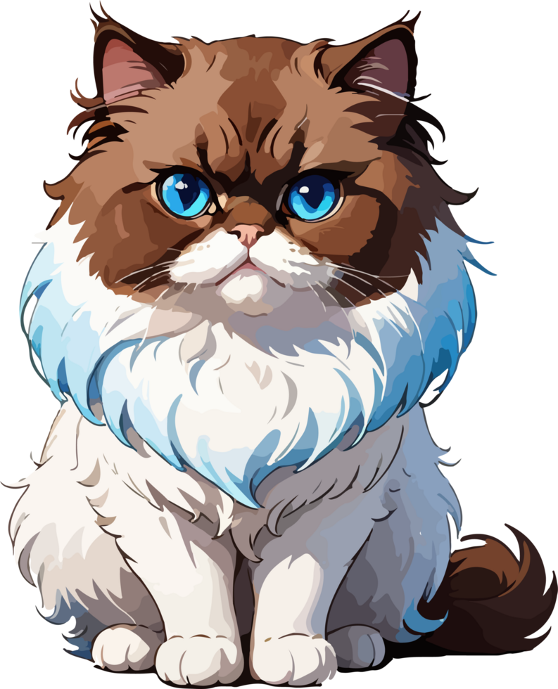 Fluffy Persian Cat Cartoon PNG Image AI Generative