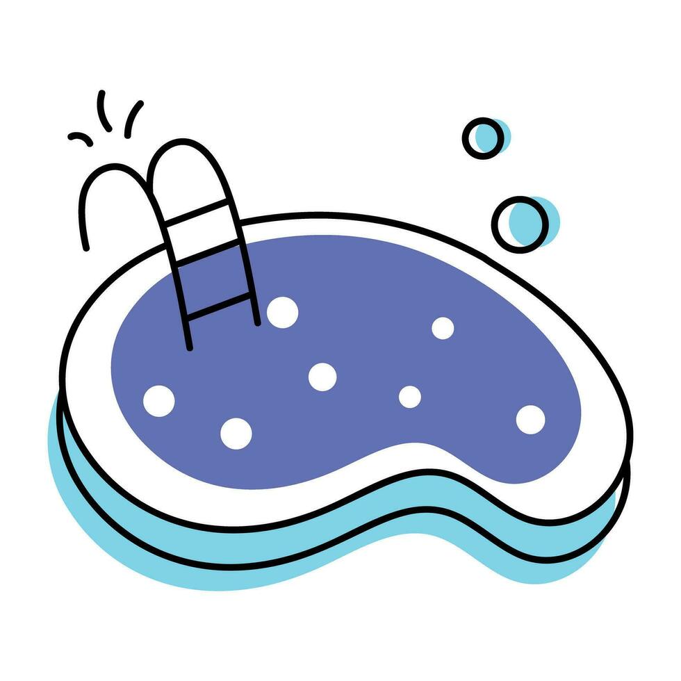 Get this doodle icon of swimming pool vector