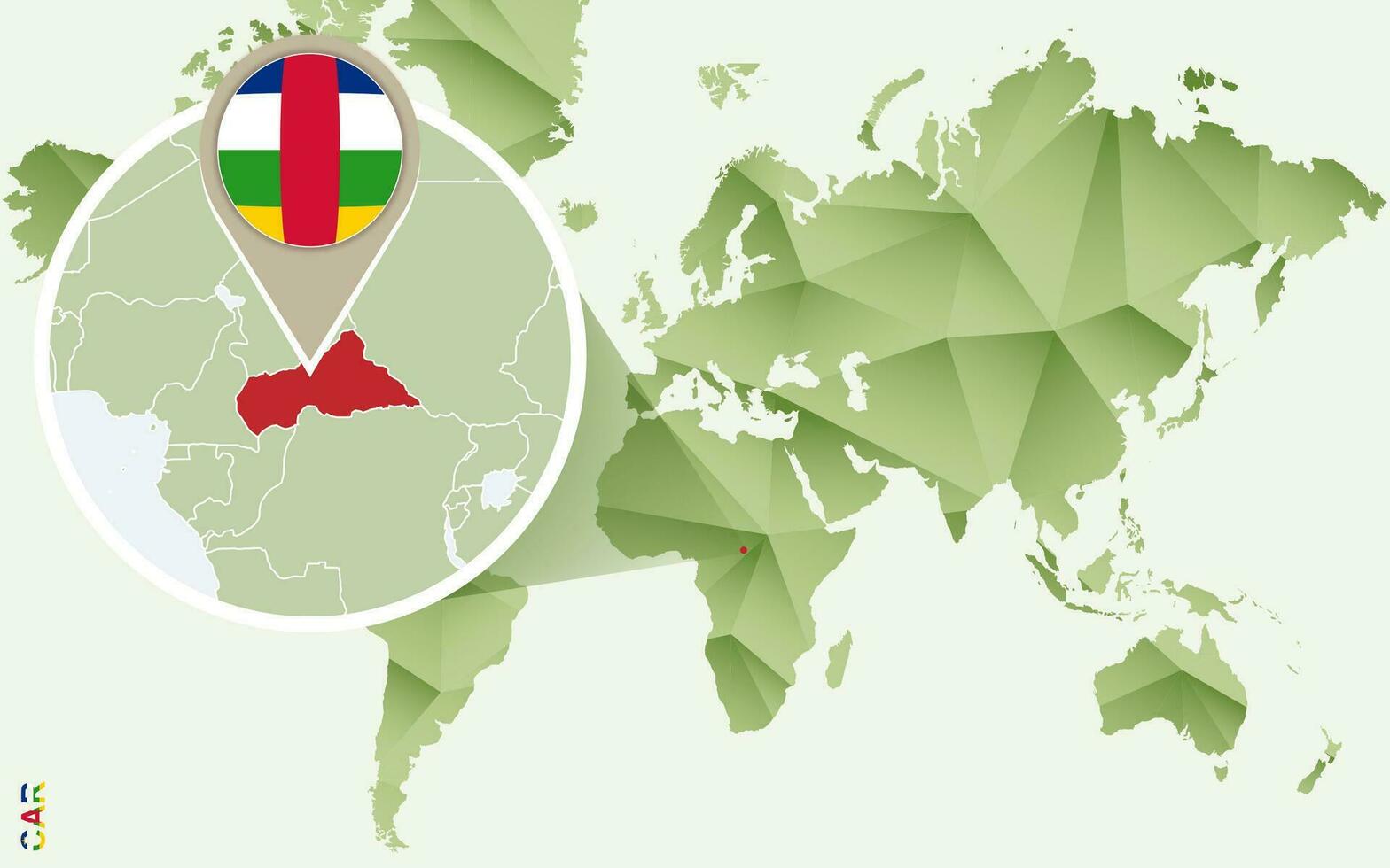 Infographic for Central African Republic, detailed map of CAR with flag. vector