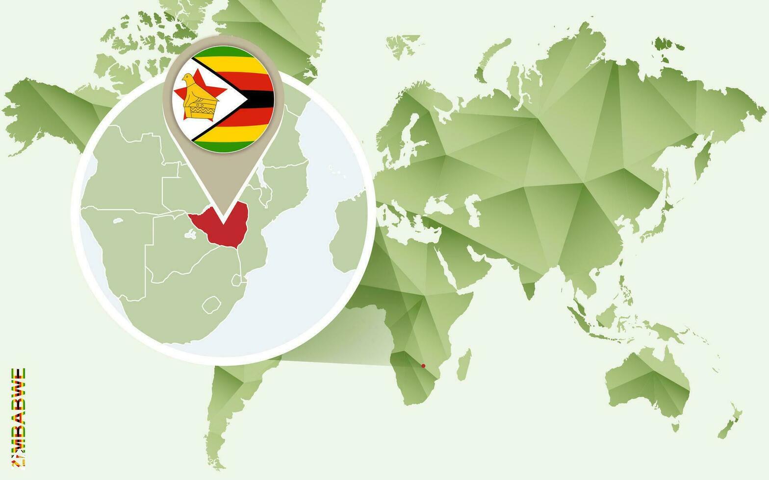 Infographic for Zimbabwe, detailed map of Zimbabwe with flag. vector