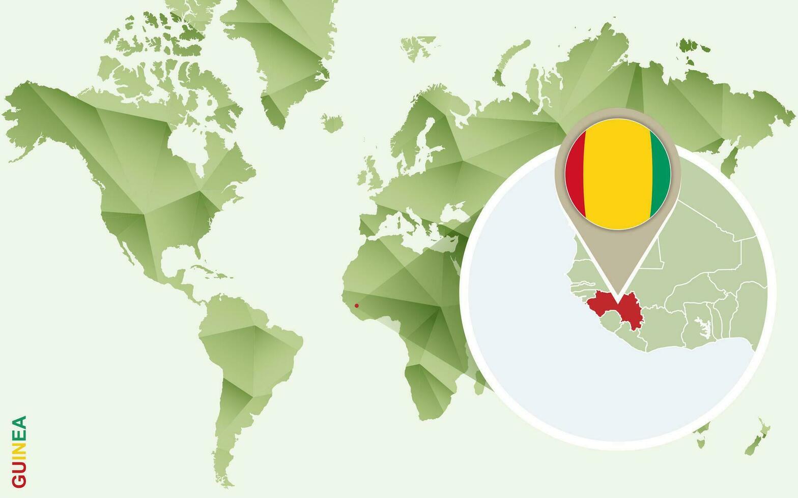 Infographic for Guinea, detailed map of Guinea with flag. vector