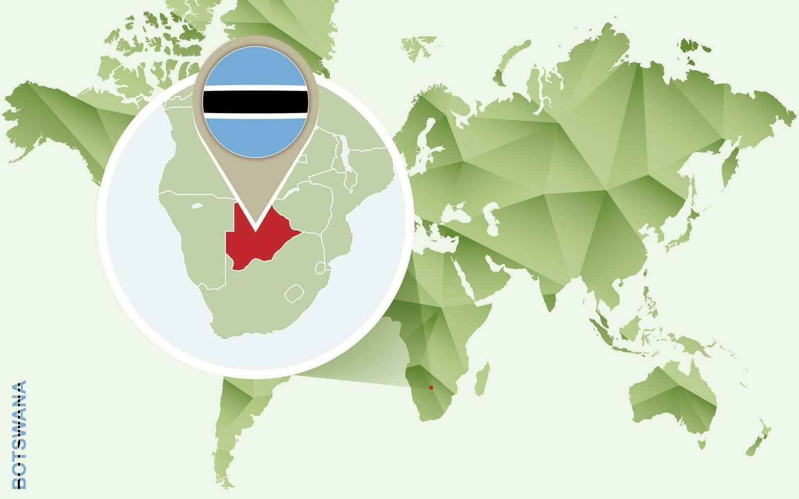 Infographic for Botswana, detailed map of Botswana with flag. vector