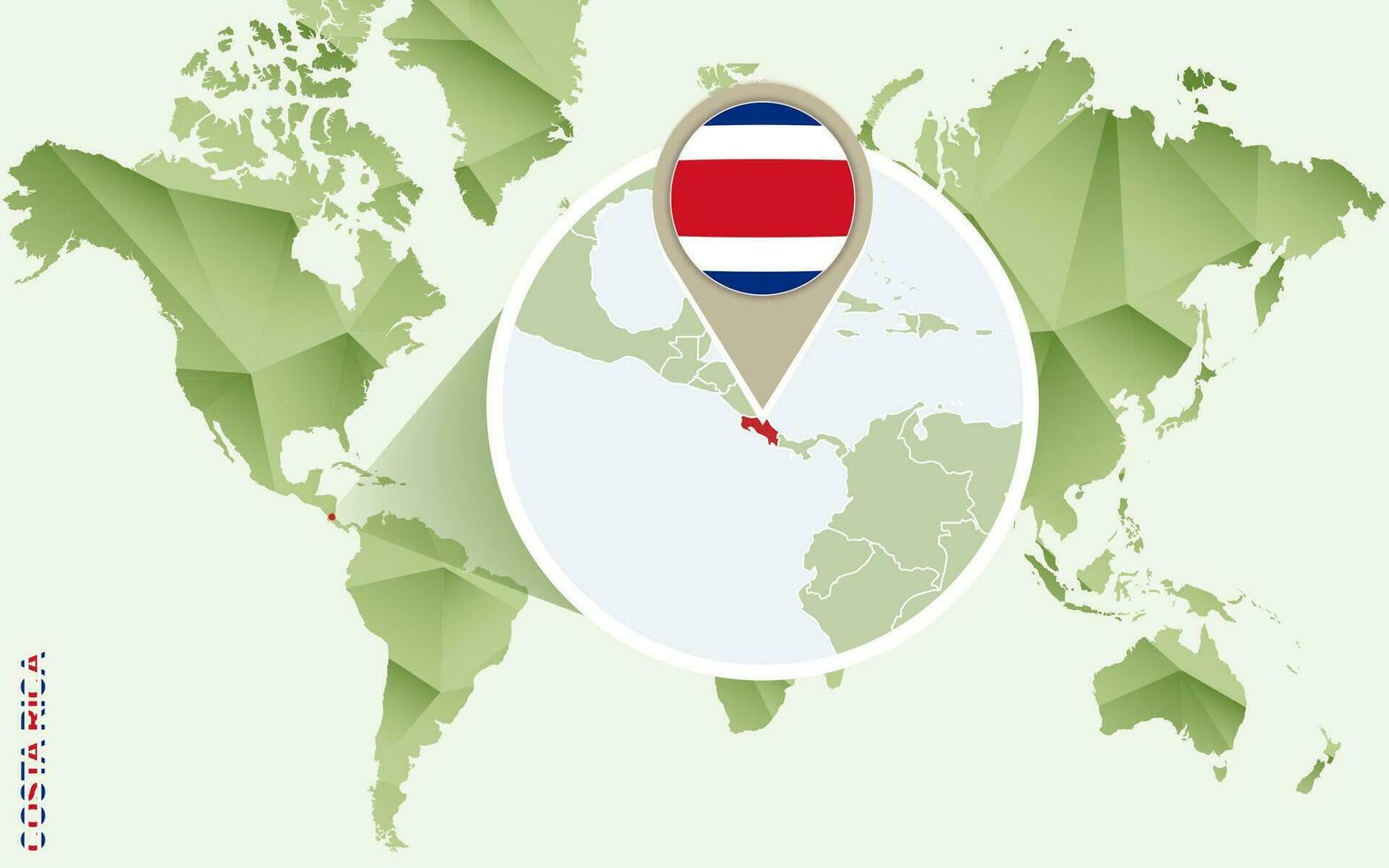 Infographic for Costa Rica, detailed map of Costa Rica with flag. vector