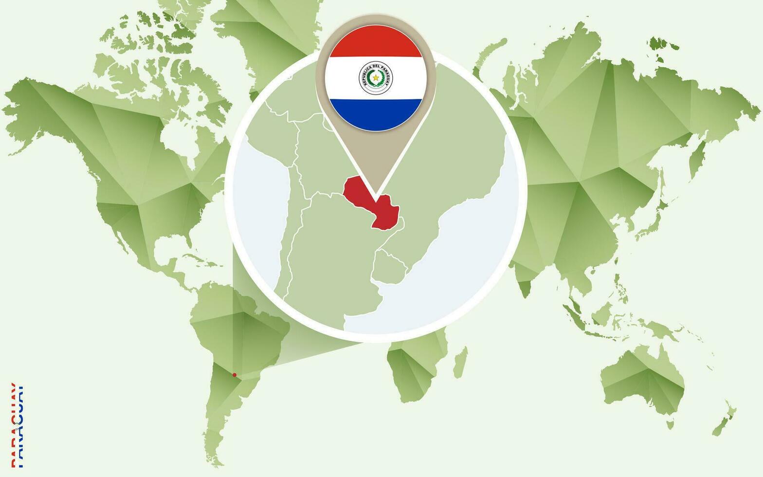 Infographic for Paraguay, detailed map of Paraguay with flag. vector