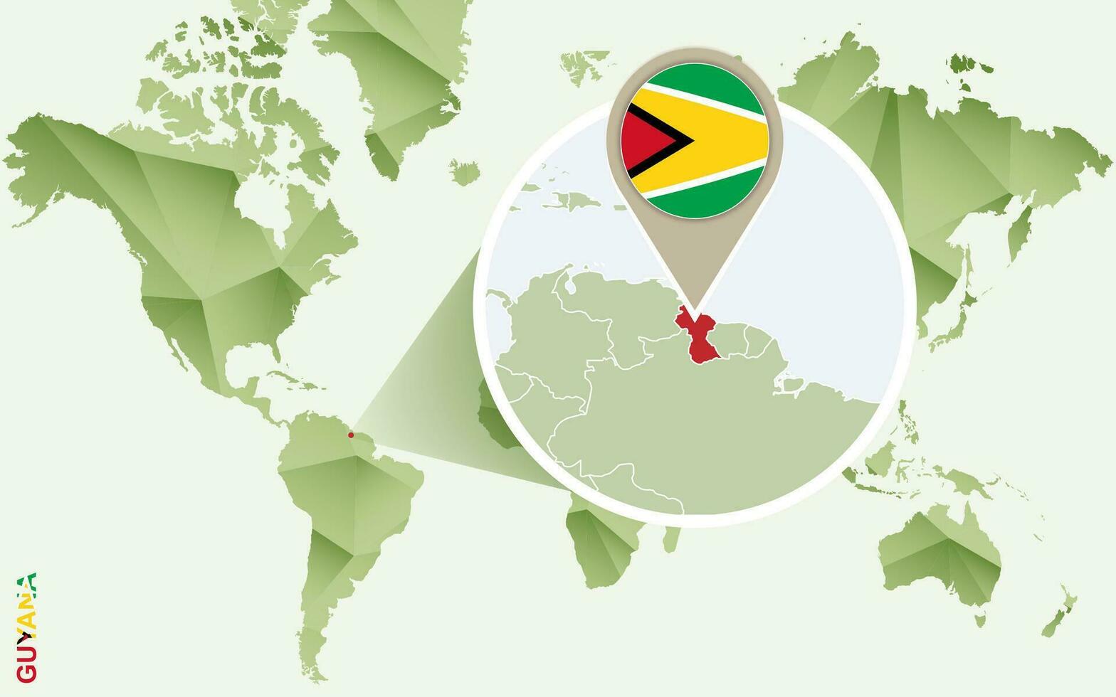 Infographic for Guyana, detailed map of Guyana with flag. vector