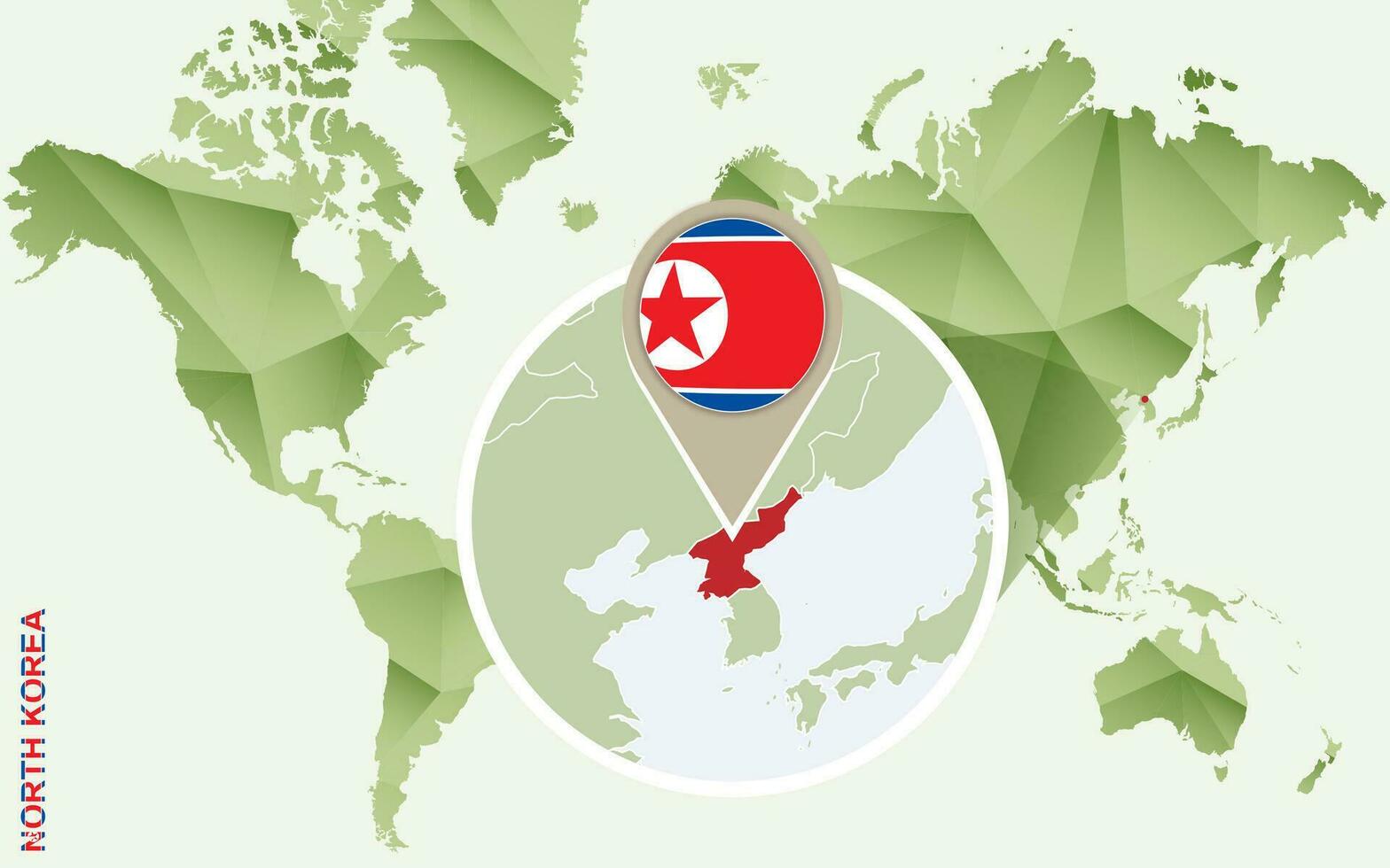 Infographic for North Korea, detailed map of North Korea with flag. vector