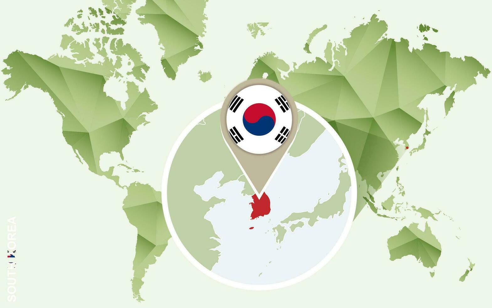 Infographic for South Korea, detailed map of South Korea with flag. vector