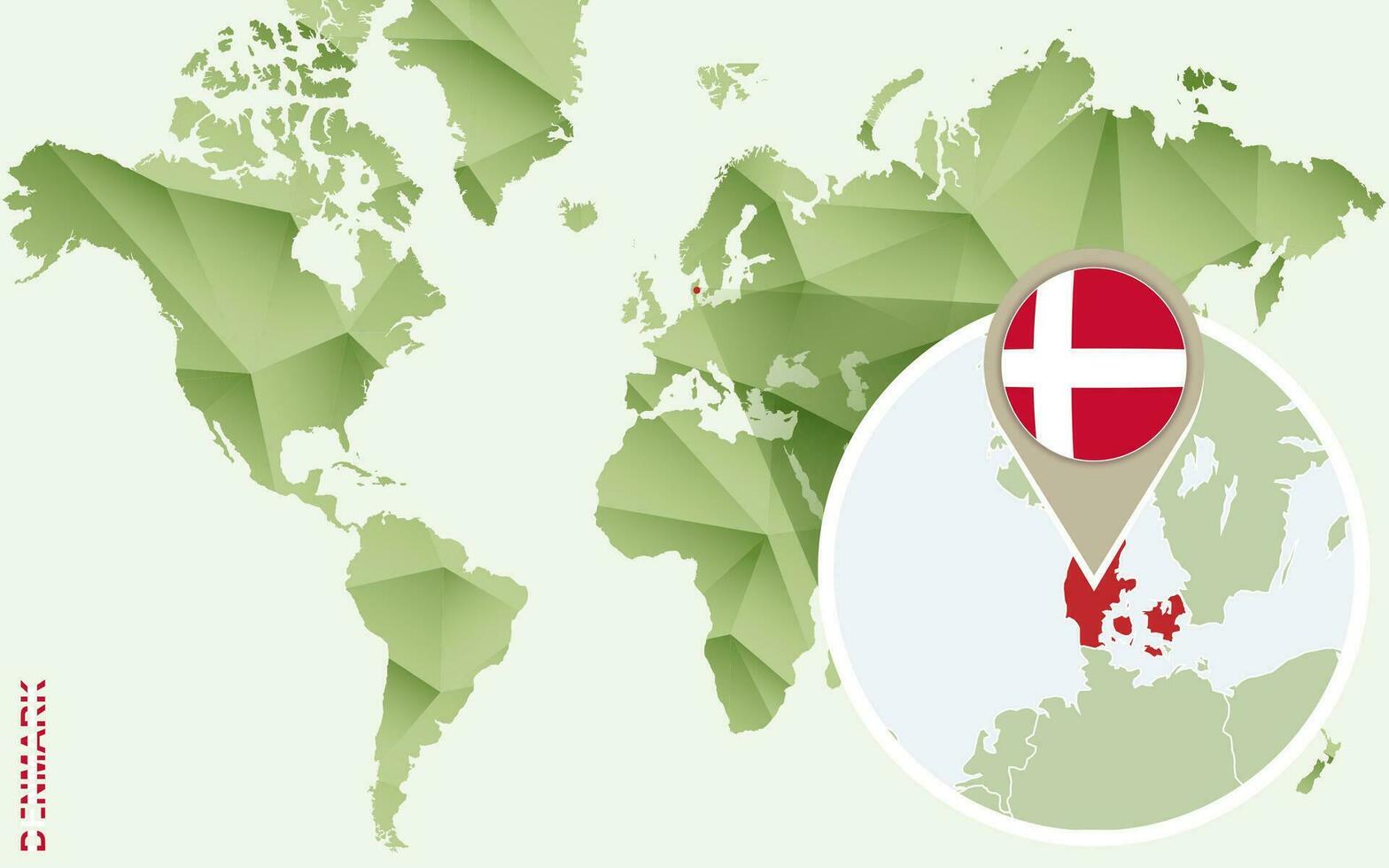 Infographic for Denmark, detailed map of Denmark with flag. vector