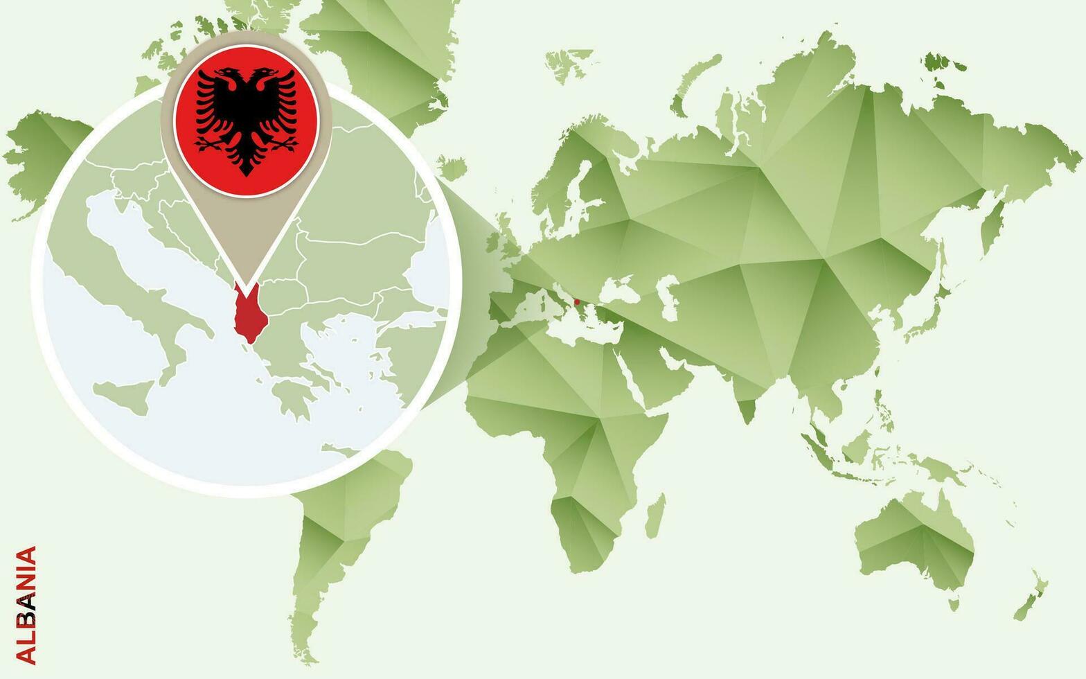 Infographic for Albania, detailed map of Albania with flag. vector