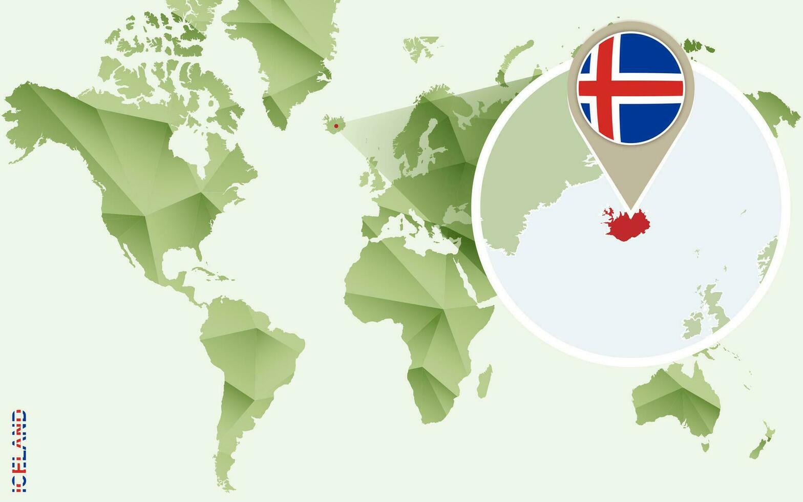 Infographic for Iceland, detailed map of Iceland with flag. vector