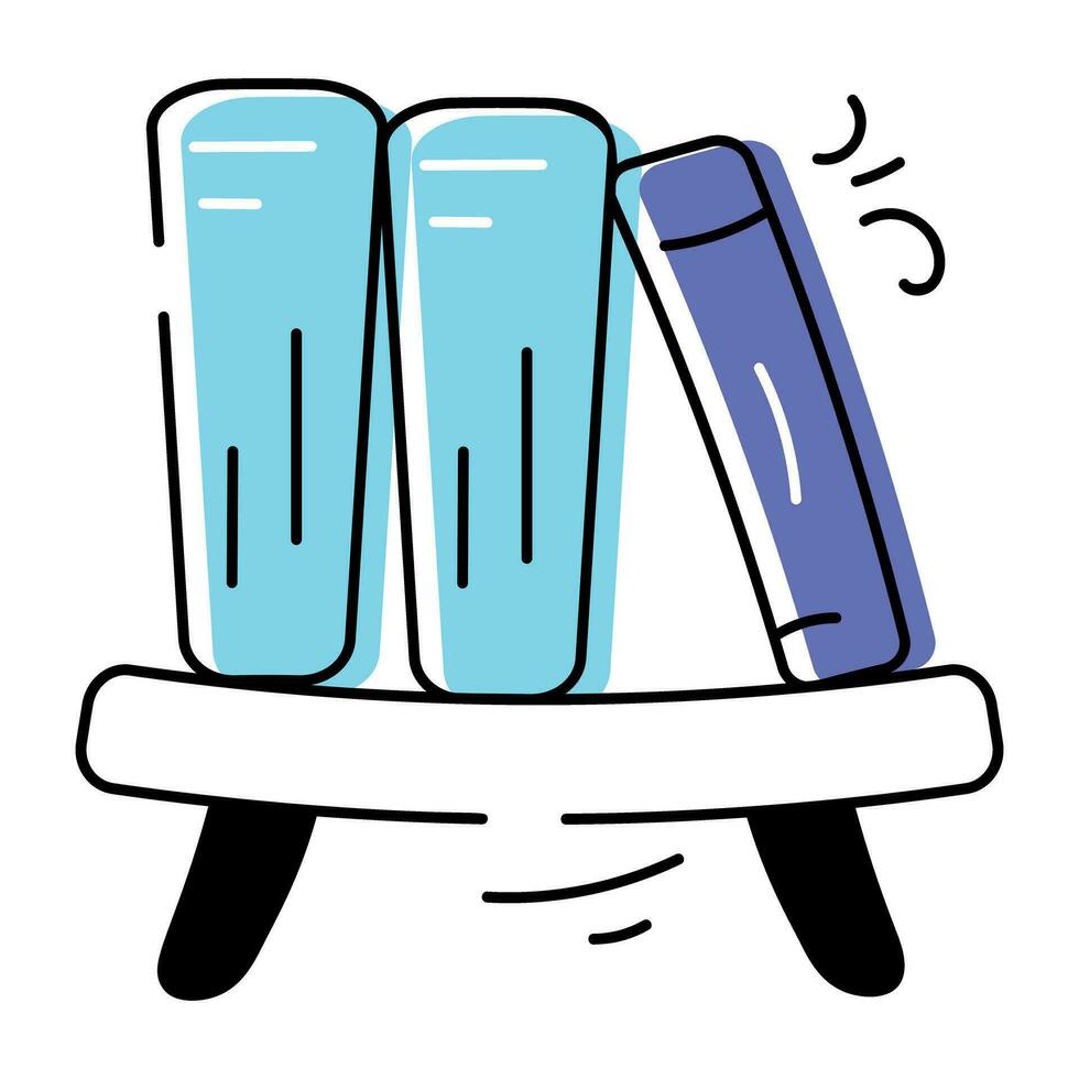 A doodle icon of bookshelf is up for premium use vector