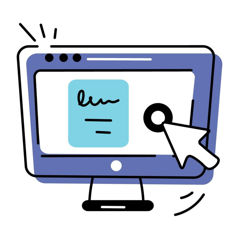 Easy to edit doodle icon of computer screen vector