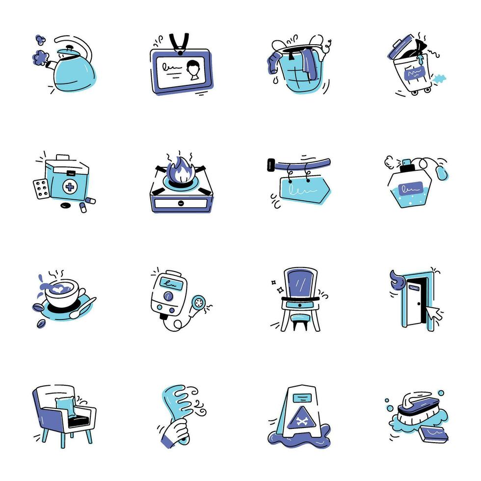 Collection of Hotel Doodle Icons vector