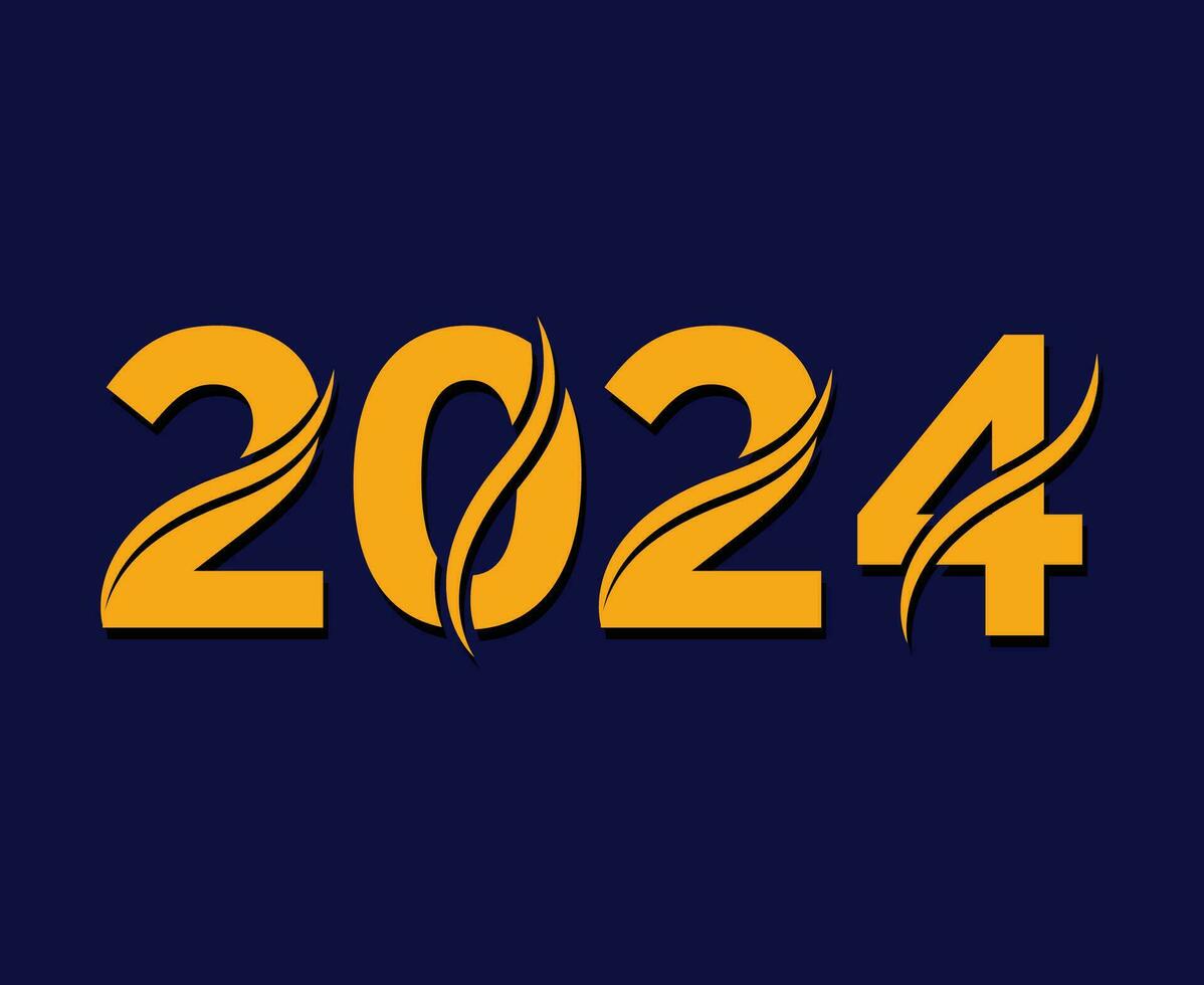 2024 New Year Holiday Design Orange Abstract Vector Logo Symbol Illustration With Blue Background