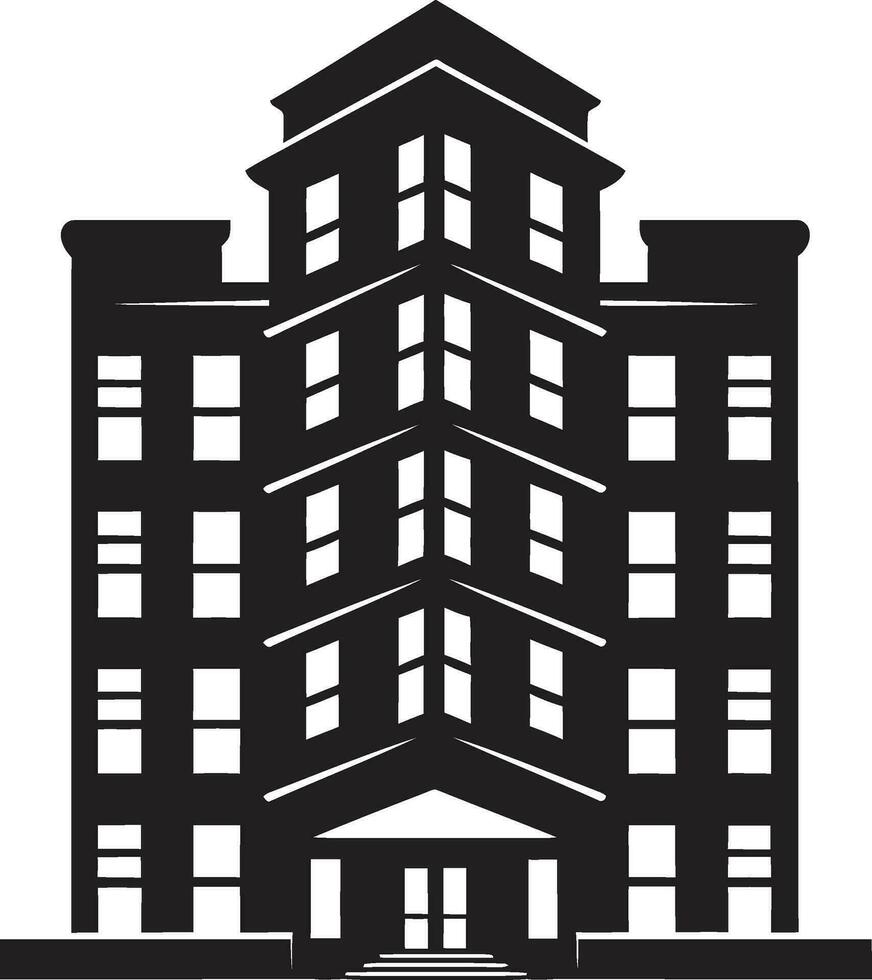 Elegant Residence in the City Black Vector Art Skyline Elegance Unveiled Apartment Building Logo