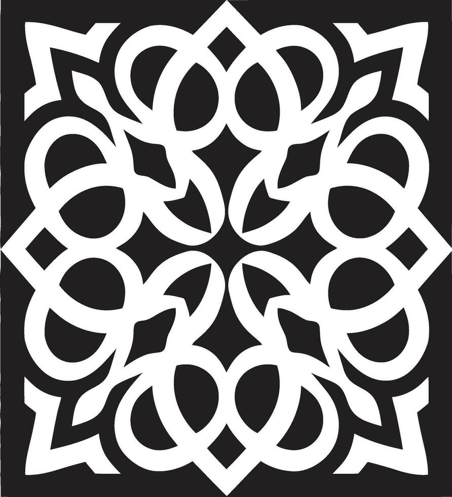 Arabesque Artistry in Black Floral Tiles Icon Arabic Treasures Black Logo Design with Florals vector