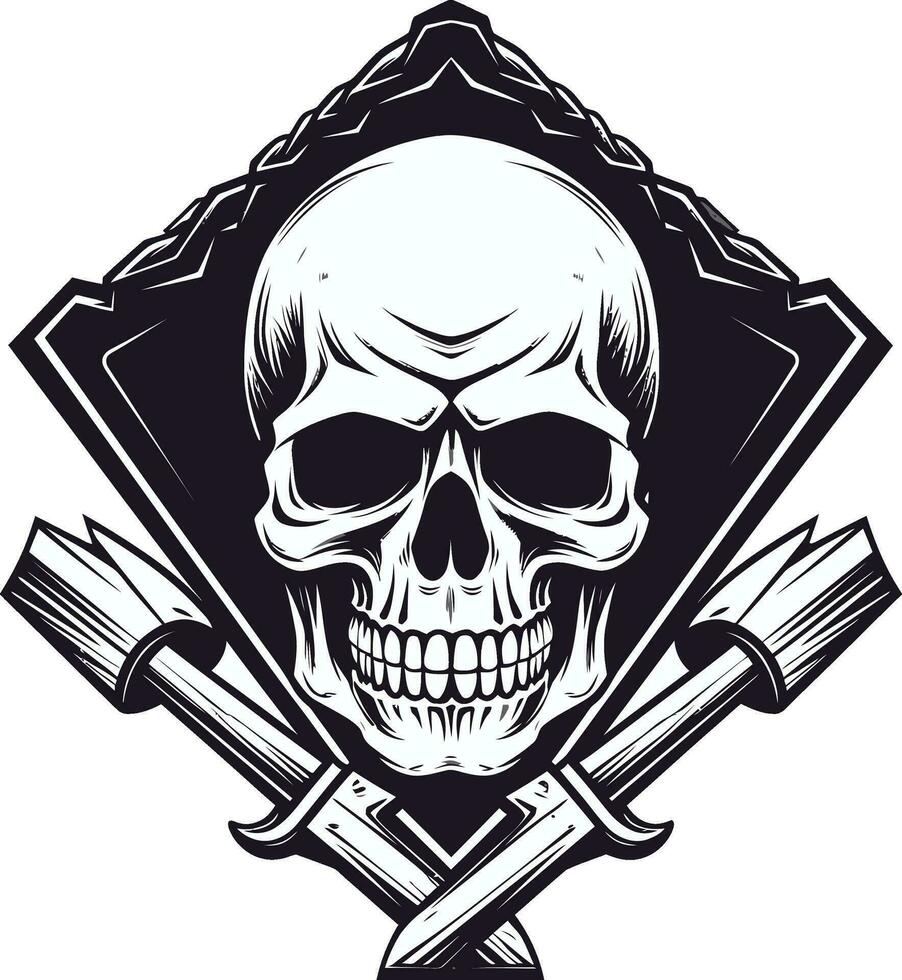 Eerie Skull Silhouette A Brooding Design Abyssal Aura An Ominous Skull Icon vector