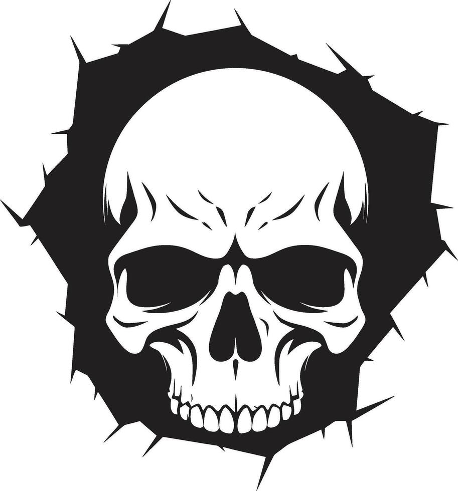 Mystical Skull Unearthed Peeping from the Wall Black Skull in Wall An Enigma Unveiled vector