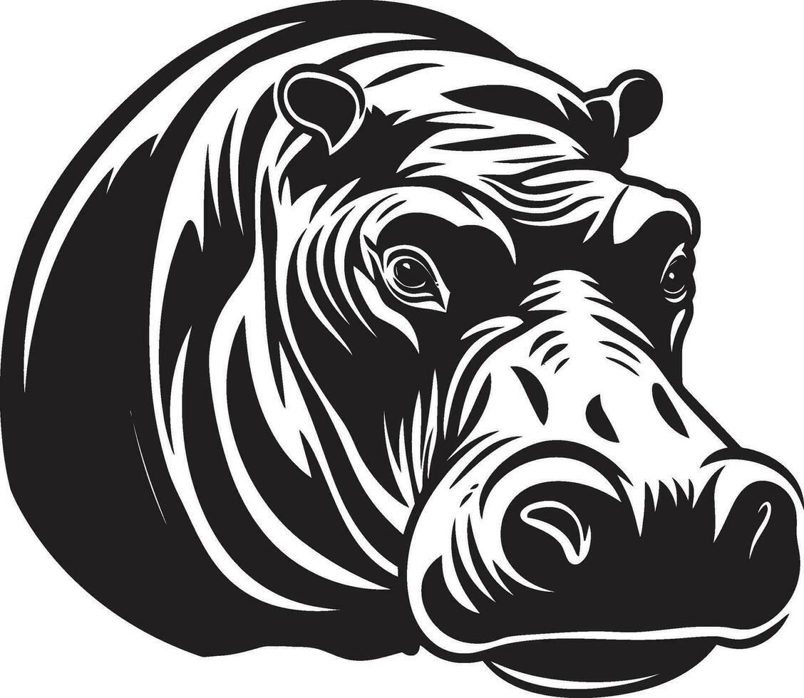 Hippo Emblem with Contemporary Flair Hippo Majesty in Vector Artistry