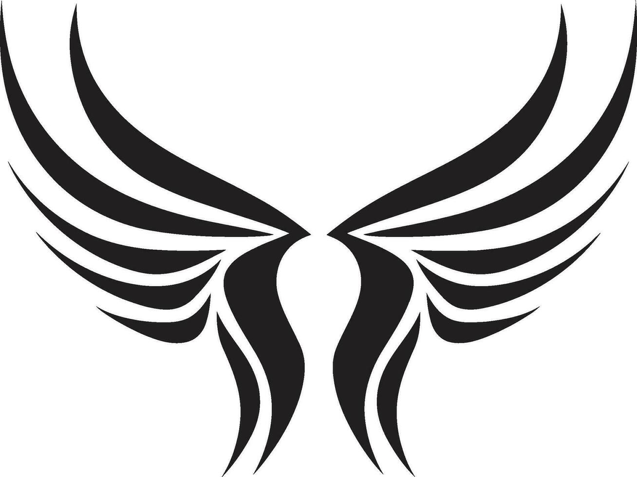 Regal Divine Icon Monochromatic Logo Elegant Symbol of Tranquility Vector Angel Wings Silhouette