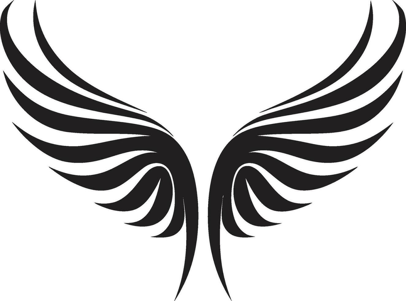 Elegance in Divine Wings Emblematic Angelic Symbol Noble Guardian of Serenity Black Vector Design