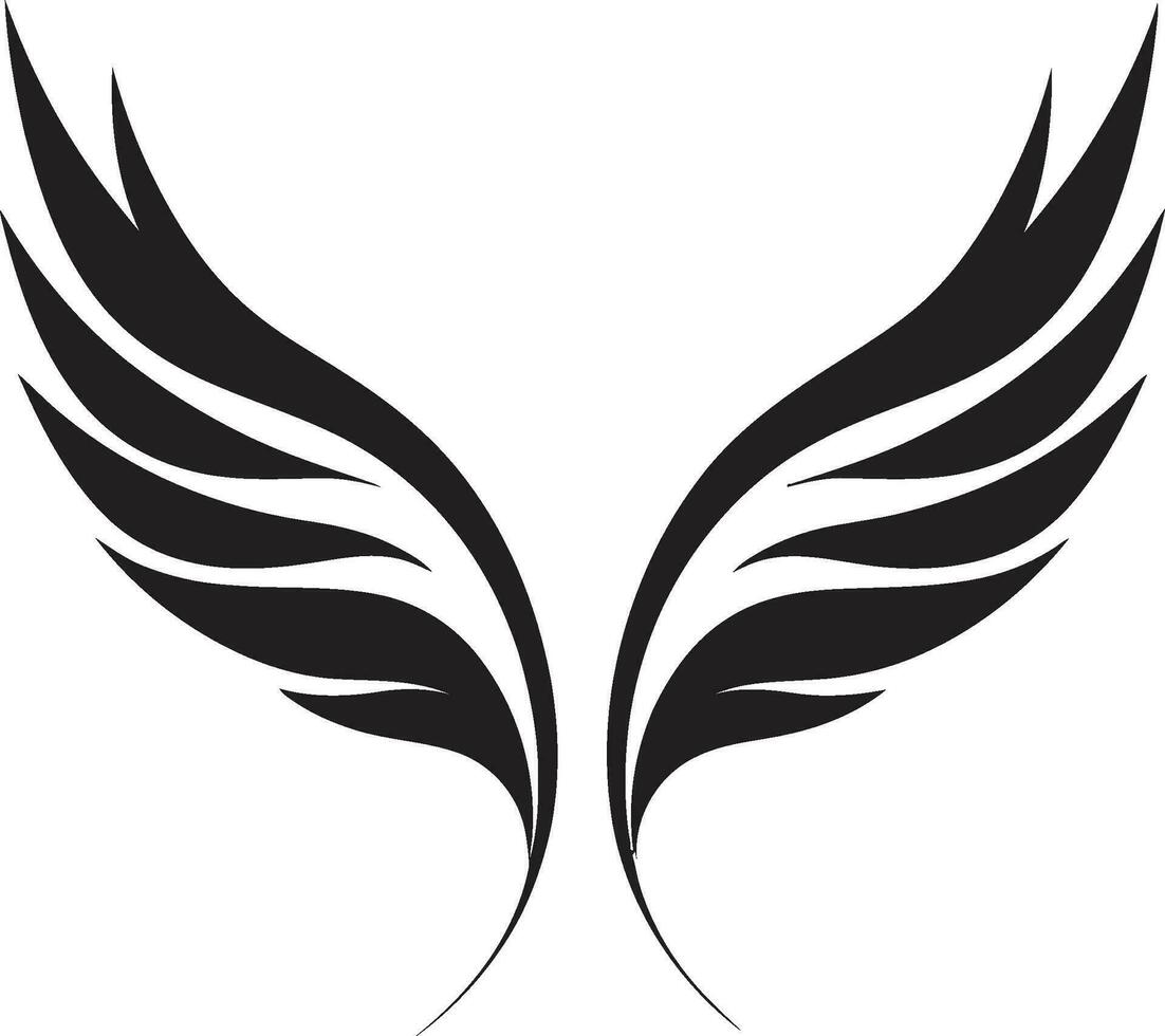 Noble Guardian of Divine Excellence Monochrome Emblem Design Serenade of Flight Modern Vector Angel Wings